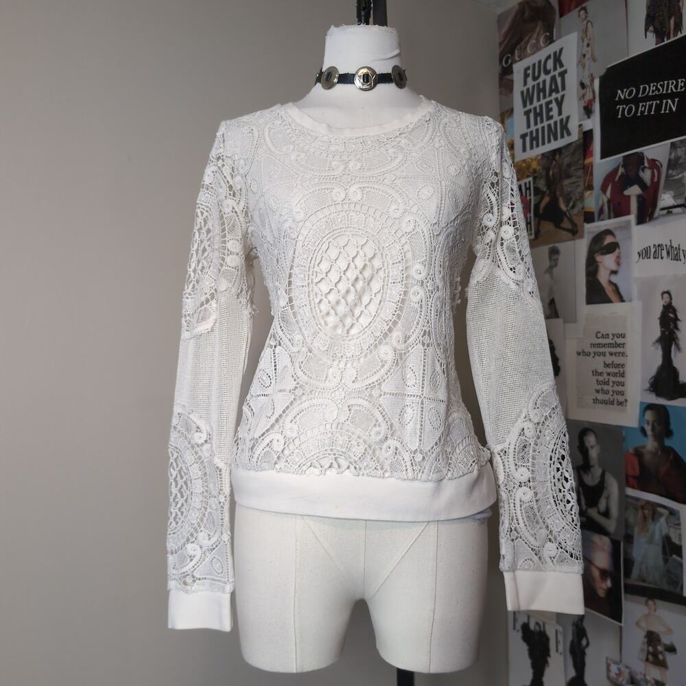 Long Sleeve Crochet Lace Top